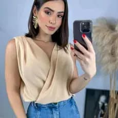 BLUSA REGATA FEMININA TRASPASSADA PLUS SIZE EM V