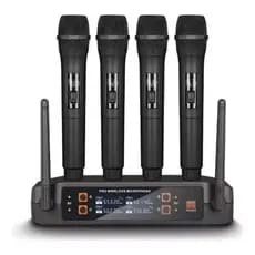 Kit 4 Microfones Sem Fio Vhf Com 4 Canais Hi Fi Series Byz D-mb-9