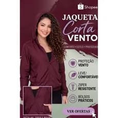 Jaqueta Feminina Leve Corta Vento com Capuz e Bolso