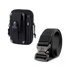 Kit de Pochete Tático Militares e Cinto Largo Engate Rápido Antialérgico Multiuso Masculino Feminino