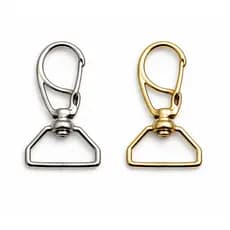 Kit com Mosquetão 20mm Fecho Giratório Dourado Prata Ouro Velho Bolsa Mochila Alça Artesanato