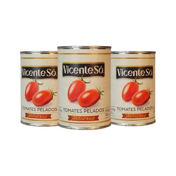 Kit Com 3 Tomates Pelados Vicente Só 400g