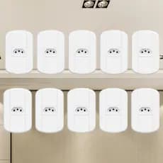 Kit 10 Tomada 2P+T Padrão Simples Placa Branco 10A 250V Conjunto Blanc Fame Resistente Moderna Sofisticada