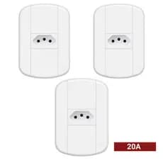 Kit 3 Tomada 1P 20A 250V Padrão Simples Branco Conjunto Blanc Fame Resistente Moderna Sofisticada