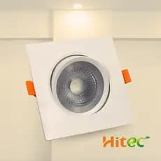 Spot De Led Embutir Quadrado Hitec Bivolt Direcionavel 7W 3000K Luz Branco Quente Iluminação Quartos Casas Comércios