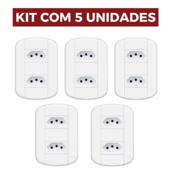 Kit 5 Placa + 2 Tomadas Conjunto Interruptor Padrão Simples Branco 20A 250V Conjunto Blanc Fame Monte Seu Kit Resistente