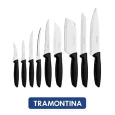Jogo de Facas 9 Peças Tramontina Aço Inox Frutas Carnes e Diversos