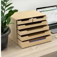 Gaveteiro em MDF para Folhas Sulfite A4  6 Gavetas Organizador de Mesa Escritório