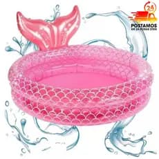Piscina Inflável Infantil Rosa Sereia Com Calda 85 Litros PVC Premium Verão Criança Água Férias Diverso