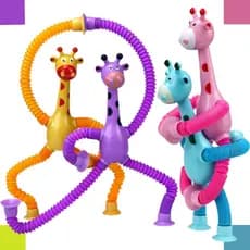 Kit Girafas Estica E Gruda Pop It Com Led Pop Tube Tubo Telescópico Brinquedo Sensorial