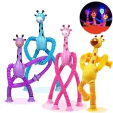 Kit 10 Girafas Pop Tube Estica E Gruda Com Led Brinquedo Sensorial Infantil Melman