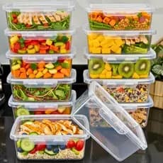 Kit Marmita fitness Potes 800ml Travas Laterais --> BPA FREE Organizadores de Alimentos Vasilhas.