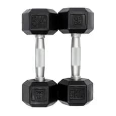 Halter Sextavado Vulcanizado Par 5kg Peso Academia Musculação Emborrachado - (2 Unidades)
