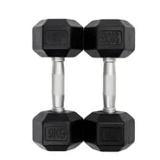 Conjunto 2 Halteres de 9kg Sextavados Emborrachados Vulcanizados Academia Musculação Peso Dumbell - (2 Unidades)
