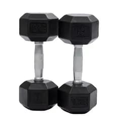 Par 2 Halteres de 10kg Sextavados Vulcanizados Academia Musculação Peso Casa - (2 Unidades)