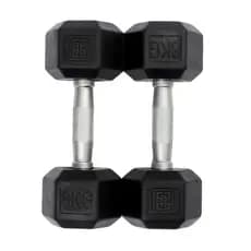 Dumbells de 8kg Sextavados Emborrachados Vulcanizados Musculação Peso Casa - (2 Unidades)