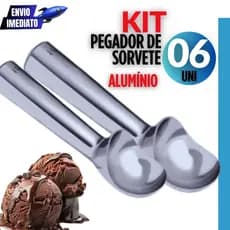 Jogo com 6 colheres para sorvete em alumínio. Alta qualidade, uso profissional e ótimo desempenho!