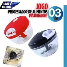 Cortador de alimentos manual 500ml com 3 lâminas. Kit com 3 peças para alho, cebola, tomate e mais!
