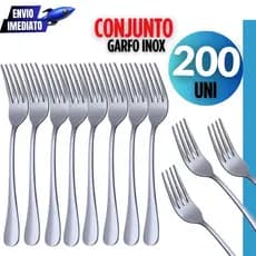 Kit 200 Peças -Talheres Inox Garfo Premium Casa Cozinha Buffet Restaurante Banquete Premium Garfos