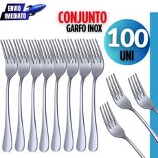 Kit 100 Peças -Talheres Inox Garfo Premium Casa Cozinha Buffet Restaurante Banquete Premium Garfos