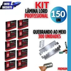 Kit Conjunto 150 Lâminas Lord Plantinum  Resistência Inox Precisão para Barbear Profissional e Uso Pessoal com Corte