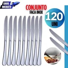 Conjunto 120 Peças Talheres Inox Faca Faqueiro Casa Cozinha Buffet Restaurante Banquete Premium Faca