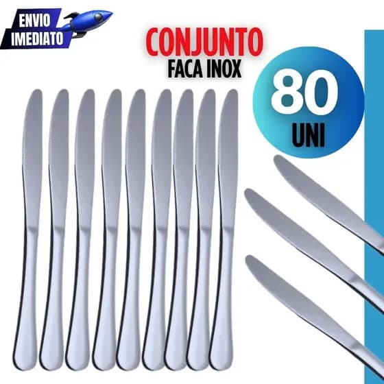 Conjunto 80 Peças -Talheres Inox Faca Premium Casa Cozinha Buffet Restaurante Banquete Premium Facas