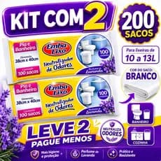 Kit 2 Sacos De Lixo Antiodores Cozinha Banheiro Perfume e Lavanda Embalixo Premium 200 Unidades