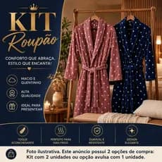 Kit Roupão Plush Bolinha Microfibra Adulto Extra Macio Unissex Varias Cores Tamanho M e G