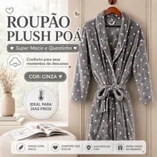 Roupão Poa microfibra Adulto Soft Macio Leve Com Qualidade Corttex, Super Lançamento