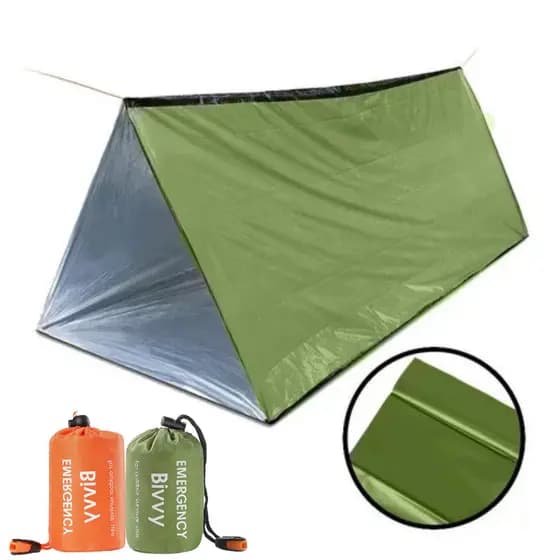 Saco de dormir de emergência para evitar o frio, saco de dormir com filme de alumínio com isolamento térmico de emergênc