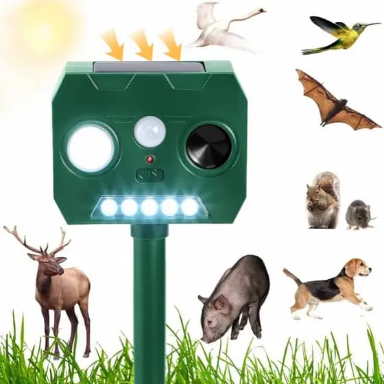 Repelente De Animais Ultrassônico Solar Afasta Cães, Gatos, Morcegos, Pássaro, Ratos
