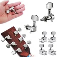 Jogo De Tarraxas Tarrachas Bertô 3 + 3 De Aço Cromada Blindada Para Violão E Guitarra