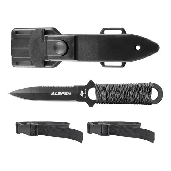 Faca De Mergulho Albatroz Qs-m20a Com Cinto Duplo E Bainha Cor Preto
