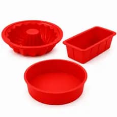 Kit 3 Formas Silicone Air Fryer Forno Microondas Assadeira Bolo Pães Pudim Doces Freezer