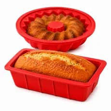 Kit 2 Formas Silicone Air Fryer Forno Bolo Pudim Pão Inglês Assadeira Sobremesas Antiaderente
