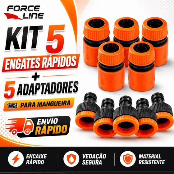 Engate Rápido e Adaptador para mangueira 10 peças - Forceline