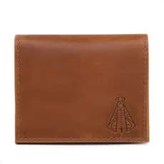 CARTEIRA MASCULINA EM COURO LEGÍTIMO NOSSA SENHORA MODELO EM L SLIM PREMIUM COMPACTA CNH CEDULAS CARTÕES BOLSO.