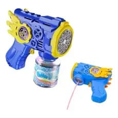 Pistola Lança Bolhas Elétrica Com Refil Brinquedo Divertido Azul