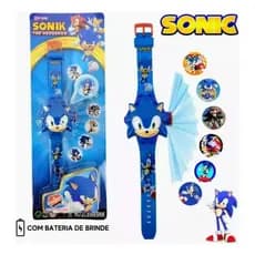 Relógio Infantil Projetor 6 Imagens Sonic Brinquedo Criança