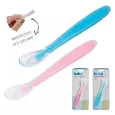 Colher Anatômica De Silicone Bebê Introdução Alimentar Macia-Buba + Mimo da Loja