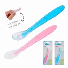 Colher Anatômica Bebê Infantil Em Silicone Livre de Bpa Introdução Alimentar Papinha Buba + Mimo da Loja