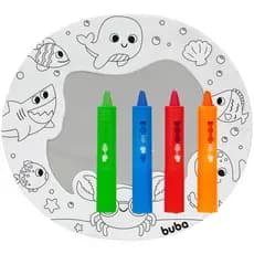 Espelho Atividades Hora Do Banho Colorir Giz Cera Bebê Buba + BRINDE