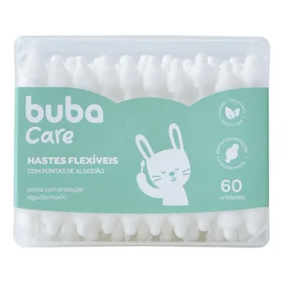 HASTES FLEXIVEIS COTONETE PARA BEBE 60 UNIDADES - BUBA + Brinde