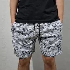Shorts Tactel Masculino Estampado Dolar Bermuda Mauricinho Elastano Streetwear Masculina Treino