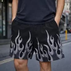 Shorts Tactel Masculino Estampado Fogo Bermuda Elastano Streetwear Masculina Treino