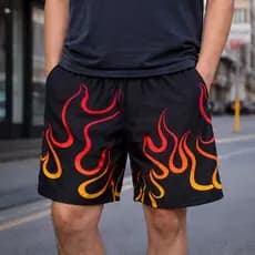 Shorts Tactel Masculino Estampado Fogo Bermuda Elastano Streetwear Masculina Treino