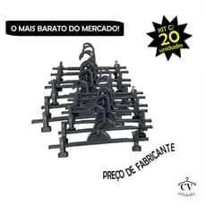 Cabide  Preto com presilha para roupas (KIT COM 20 UNIDADES)