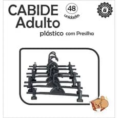 Cabide  Preto com presilha para roupas (KIT COM 48 UNIDADES)