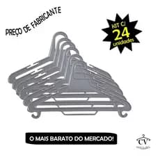 KIT COM 24 CABIDES DE PLASTICO ADULTO CINZA